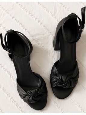 🖤 REBECCA MINKOFF • Capriana // black leather open toe heeled sandals